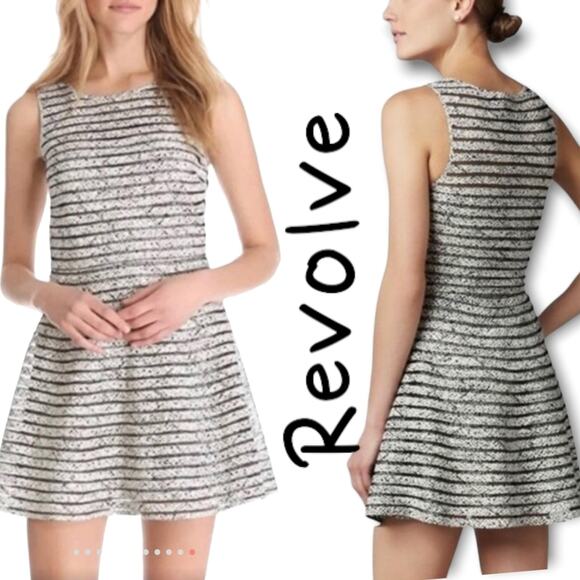 Parker Dresses & Skirts - Parker Black & White Mesh Panel Fit & Flare Dress